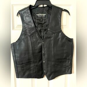 Unik Leather Apparels Men Leather Vest Motorcycle Jacket Size 42 Black M043 -18